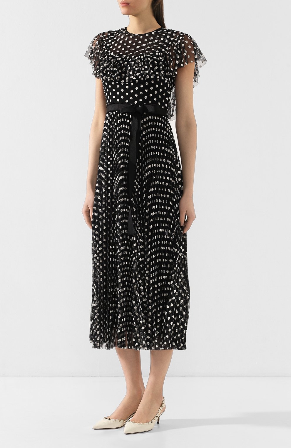 Платье с поясом REDVALENTINO черного цвета по цене 89150 руб., арт. TR3VA11J/4SR, фото 3 Платье с поясом REDVALENTINO, арт. TR3VA11J/4SR, фото 3