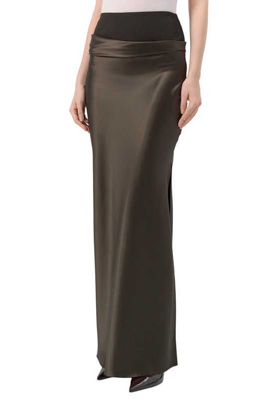 Атласная юбка Nanushka LETT0 Хаки  LETT0 Фото 3