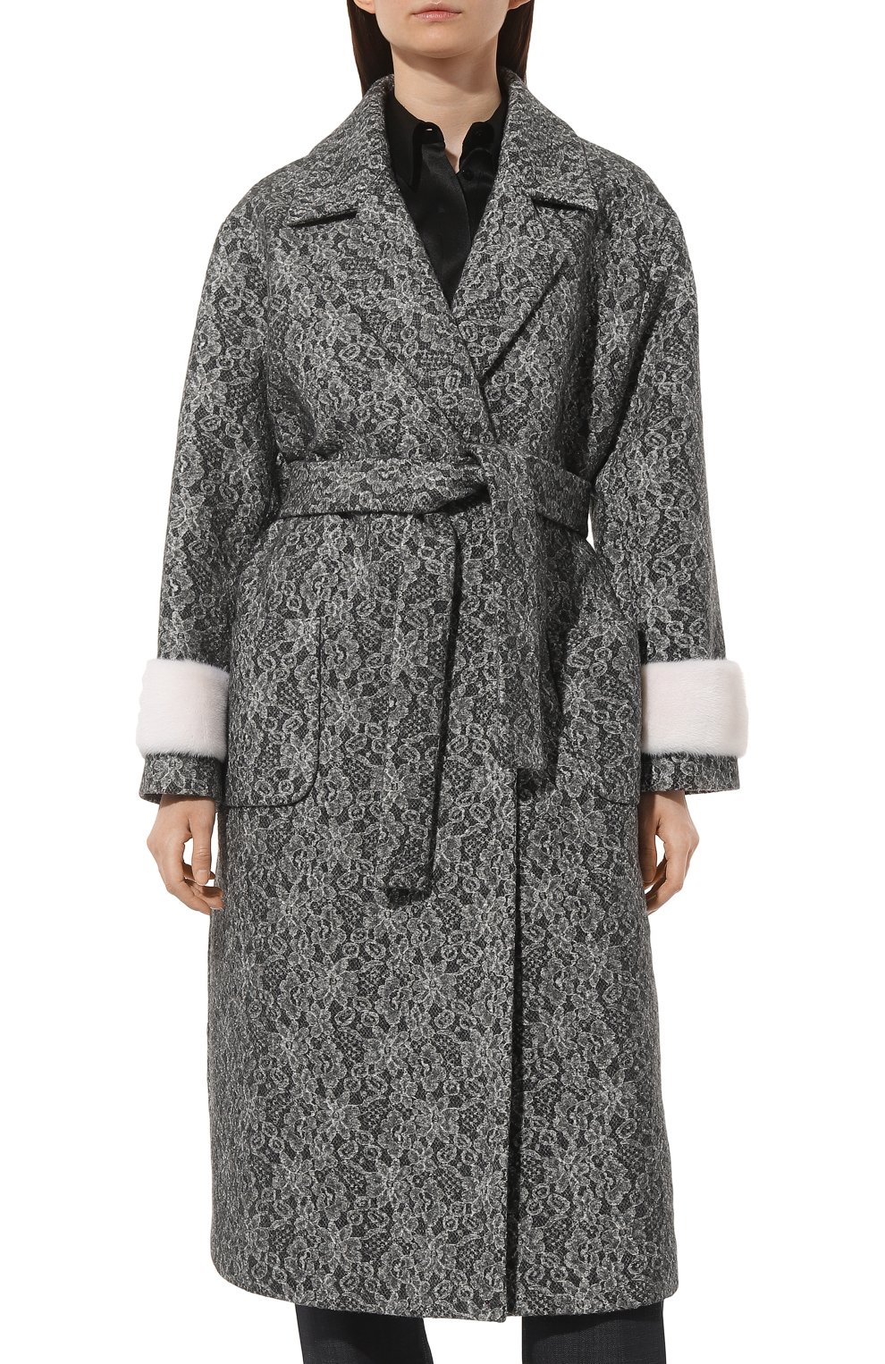 Шерстяное пальто SEVEN LAB серого цвета по цене 38850 руб., арт. CABM lace grey, фото 3 Шерстяное пальто SEVEN LAB, арт. CABM lace grey, фото 3