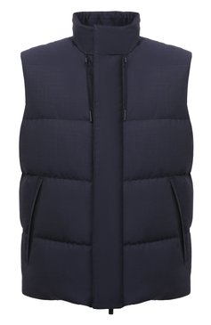 Мужской пуховый жилет ZEGNA синего цвета, арт. UWT97/W116 | Фото 1 (Материал подклада: Синтетический материал; Длина (верхняя одежда): Короткие; Материал утеплителя: Пух и перо; Материал внешний: Шерсть; Кросс-КТ: Пуховик, Куртка; Стили: Кэжуэл; Драгоценные камни: Проставлено; Материал сплава: Проставлено; Мужское Кросс-КТ: жилеты-объемные)