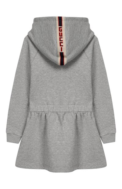 Хлопковое платье с капюшоном GUCCI серого цвета по цене 23000 руб., арт. 518786/X9W09, фото 2 Хлопковое платье с капюшоном GUCCI, арт. 518786/X9W09, фото 2