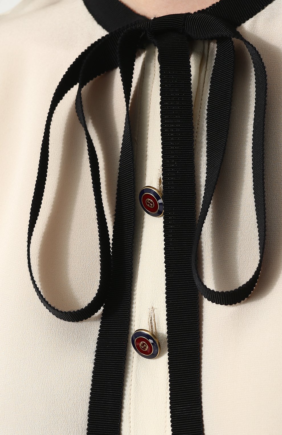 Шелковая блуза с воротником аскот и принтом GUCCI, арт. 494422/ZHS03, фото 5