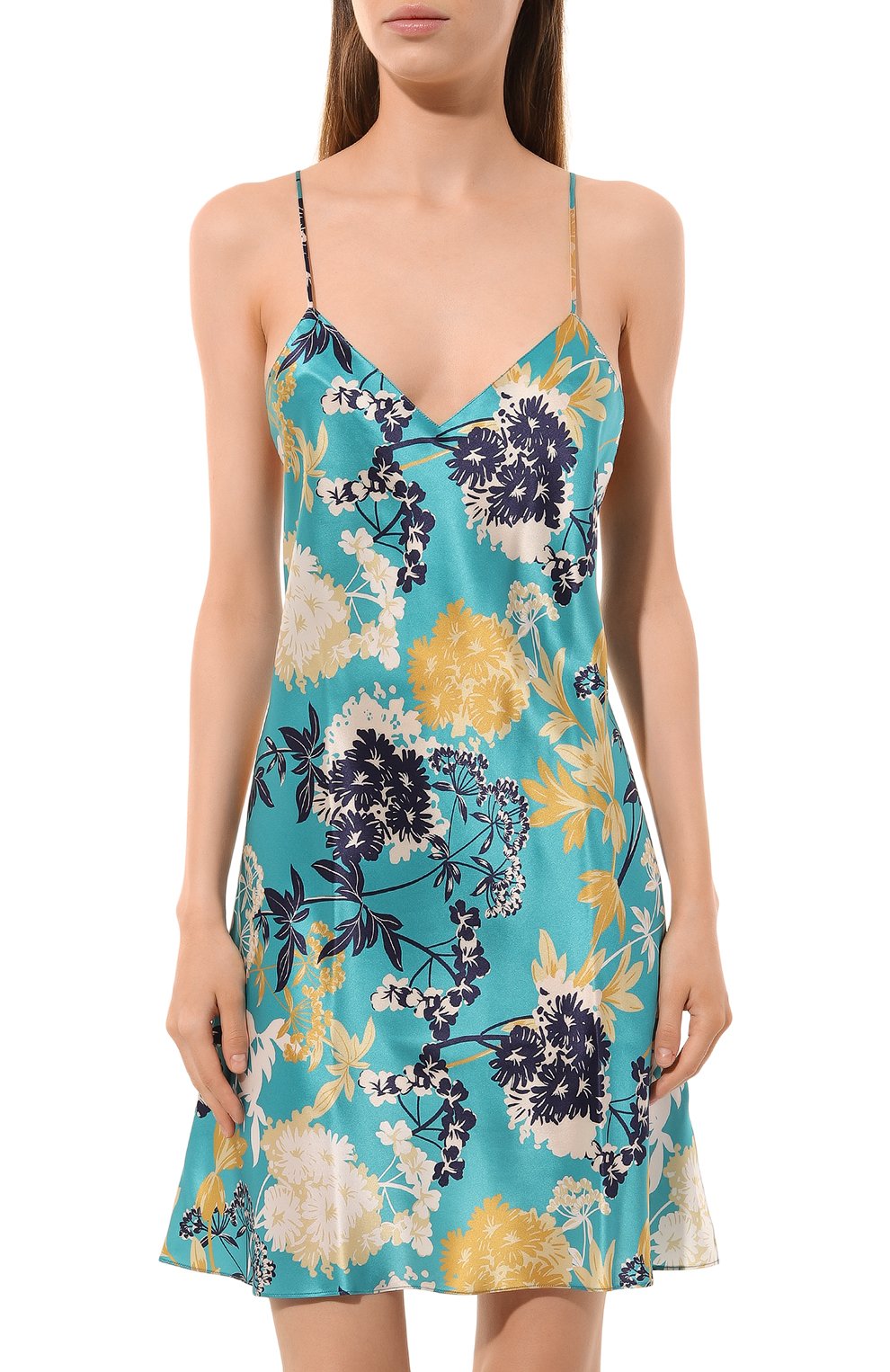 Шелковая сорочка LUNA DI SETA бирюзового цвета по цене 36350 руб., арт. VLST61046, фото 3 Шелковая сорочка LUNA DI SETA, арт. VLST61046, фото 3