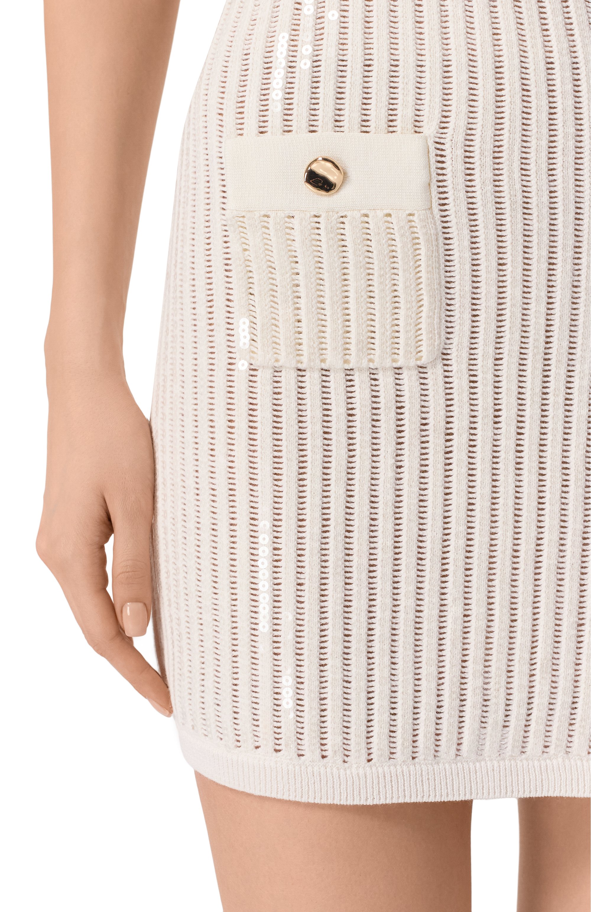 Юбка из хлопка и кашемира SELF-PORTRAIT белого цвета по цене 48050 руб., арт. SS25126SKW, фото 5 Юбка из хлопка и кашемира SELF-PORTRAIT, арт. SS25126SKW, фото 5