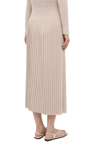 Юбка из шерсти и шелка THE ROW бежевого цвета по цене 226000 руб., арт. 5678Y476, фото 4 Юбка из шерсти и шелка THE ROW, арт. 5678Y476, фото 4