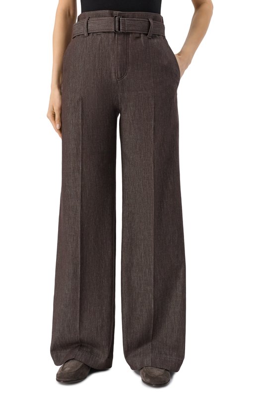 Хлопковые брюки Brunello Cucinelli MP125P4012 Коричневый  MP125P4012 Фото 3