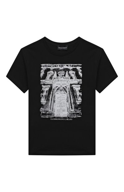 Хлопковая футболка EMPORIO ARMANI черного цвета по цене 7975 руб., арт. 3R3T7S/4J54Z, фото 1 Хлопковая футболка EMPORIO ARMANI, арт. 3R3T7S/4J54Z, фото 1