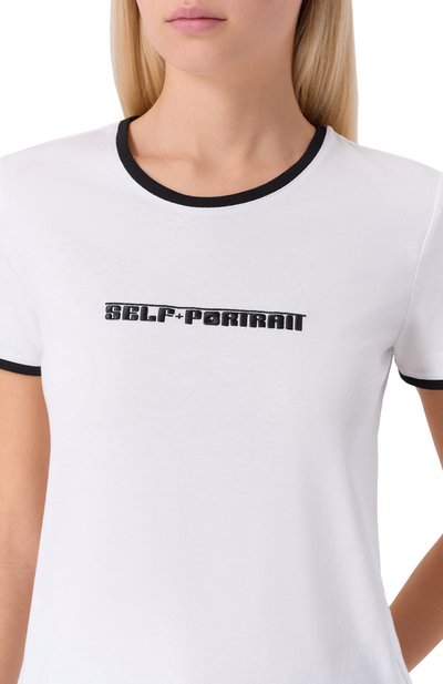 Футболка SELF-PORTRAIT белого цвета по цене 23200 руб., арт. PF25109TW, фото 5 Футболка SELF-PORTRAIT, арт. PF25109TW, фото 5