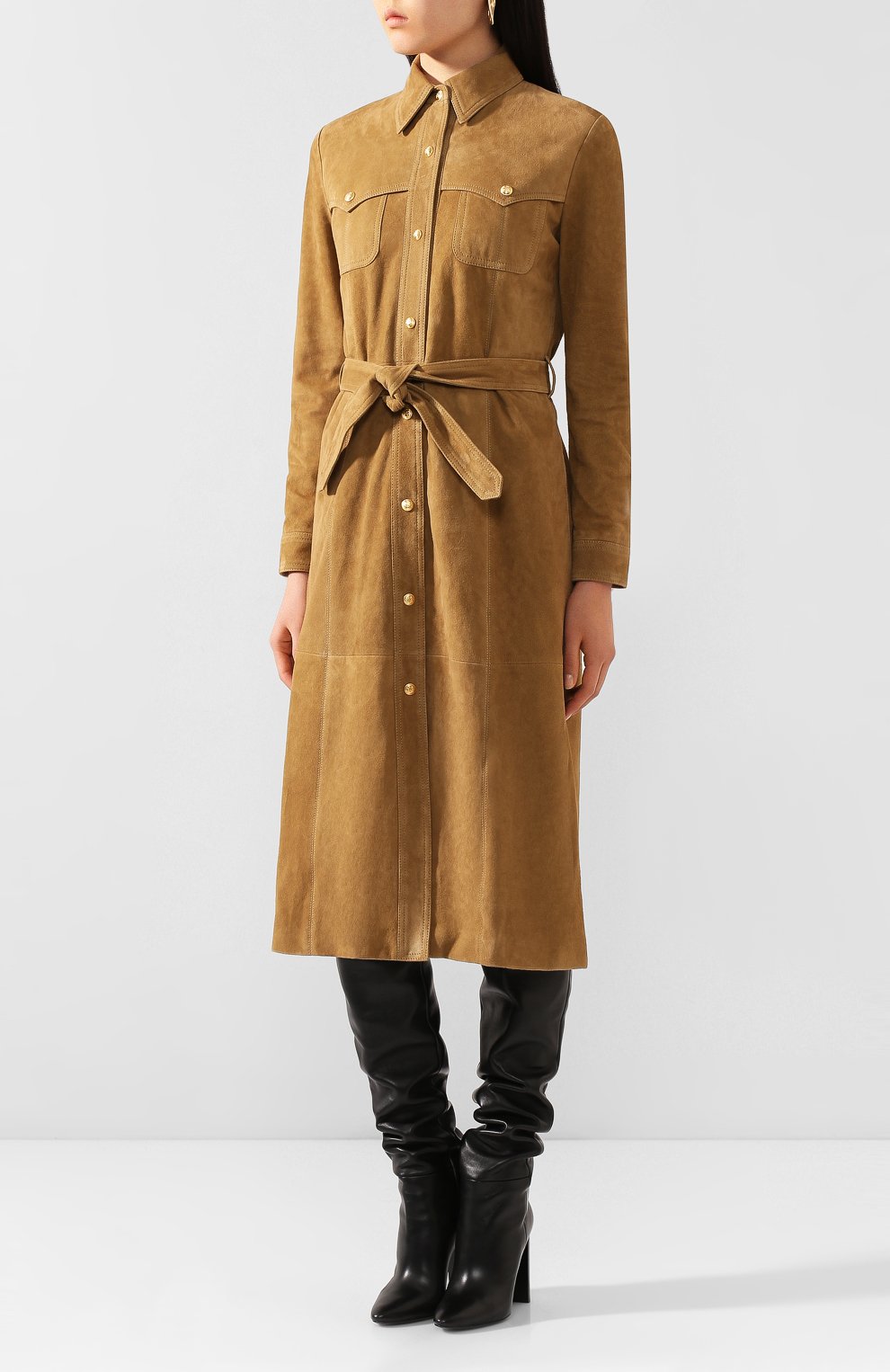 Замшевое платье CELINE бежевого цвета по цене 515000 руб., арт. 2L075657E, фото 3 Замшевое платье CELINE, арт. 2L075657E, фото 3