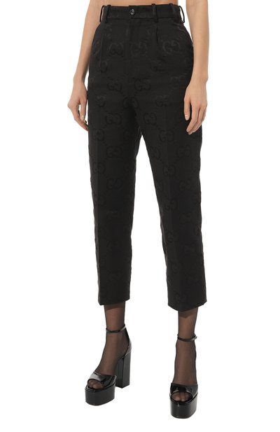 Хлопковые брюки GUCCI черного цвета по цене 132480 руб., арт. 675974 ZAHT6, фото 3 Хлопковые брюки GUCCI, арт. 675974 ZAHT6, фото 3