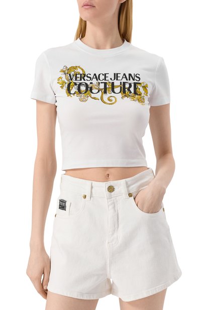 Хлопковая футболка VERSACE JEANS COUTURE, арт. 78HAHC05/CJ02C, фото 3