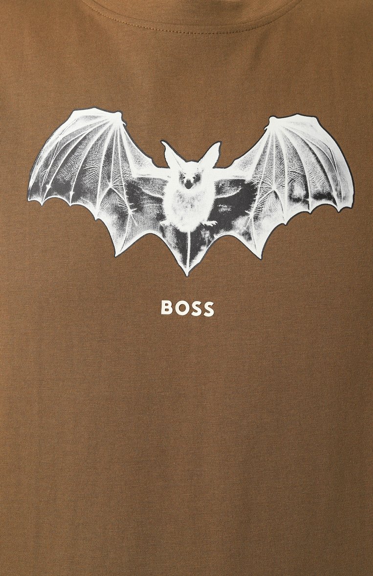 Мужская хлопковая футболка BOSS ORANGE коричневого цвета, арт. 50534924 | Фото 6 (Рукава: Короткие; Длина (для топов): Стандартные; Принт: С принтом; Стили: Милитари; Материал внешний: Хлопок; Мужское Кросс-КТ: Футболка-одежда; Кросс-КТ: Джерси)