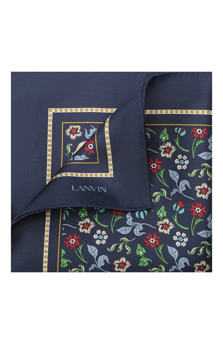 Мужской шелковый платок LANVIN темно-синего цвета, арт. 2830/HANDKERCHIEF | Фото 1 (Материал: Текстиль, Шелк; Нос: Не проставлено)