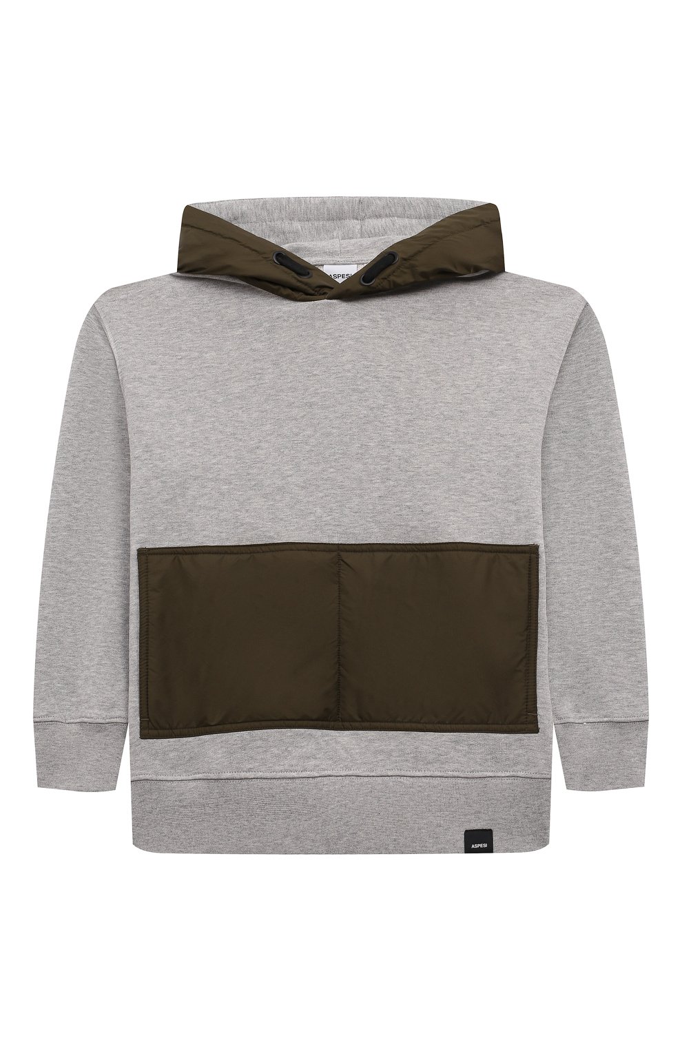 Хлопковое худи ASPESI серого цвета по цене 17550 руб., арт. F24037MFM0123/6A-8A, фото 1 Хлопковое худи ASPESI, арт. F24037MFM0123/6A-8A, фото 1
