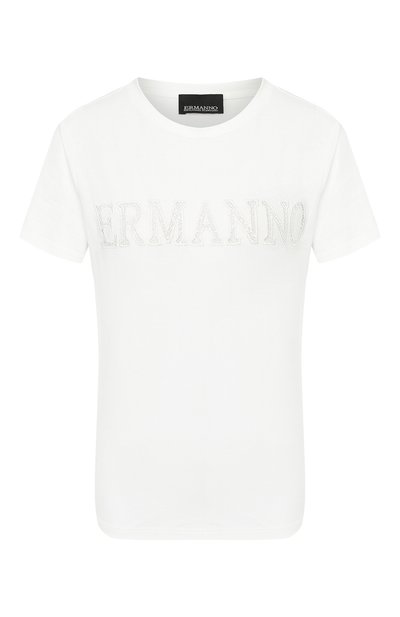 Женская хлопковая футболка ERMANNO ERMANNO SCERVINO, арт. 46T TS21 JC0