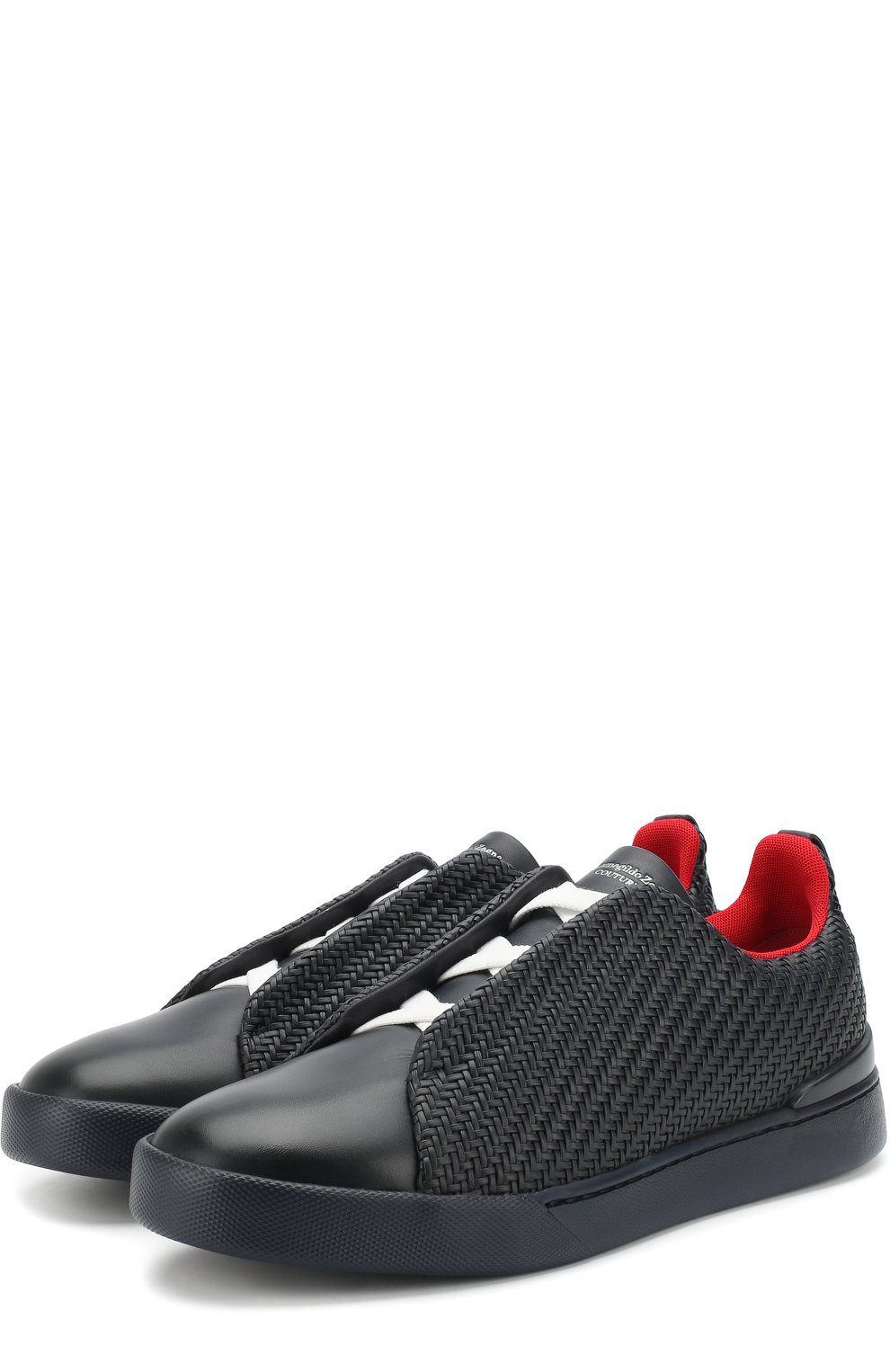 Кожаные кеды без шнуровки ZEGNA, арт. A4105X-PTA, фото 1