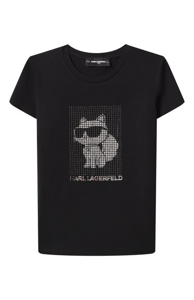 Хлопковая футболка KARL LAGERFELD KIDS, арт. Z30489