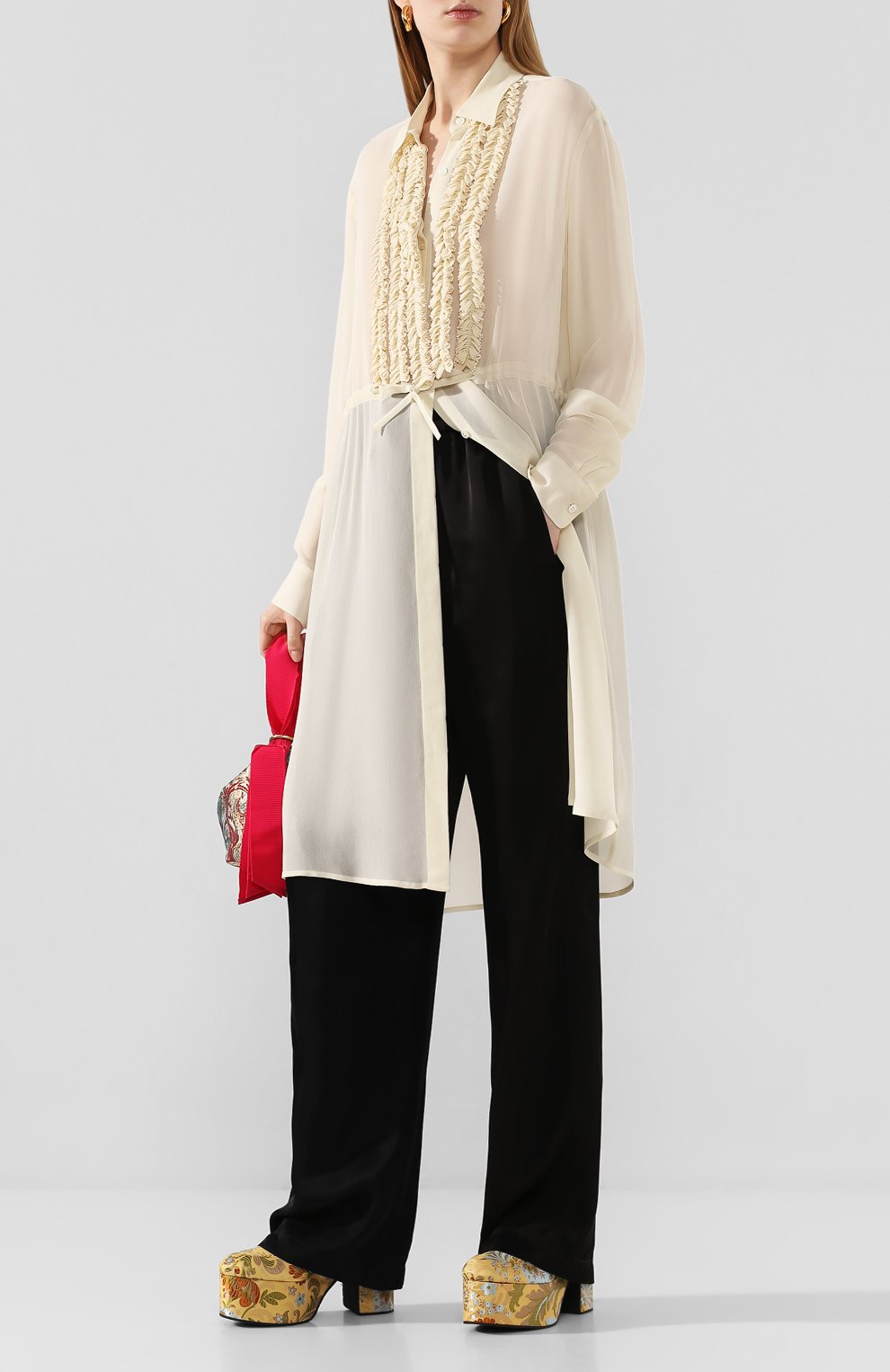 Платье из вискозы DRIES VAN NOTEN кремового цвета по цене 92950 руб., арт. 201-11079-9300, фото 2 Платье из вискозы DRIES VAN NOTEN, арт. 201-11079-9300, фото 2