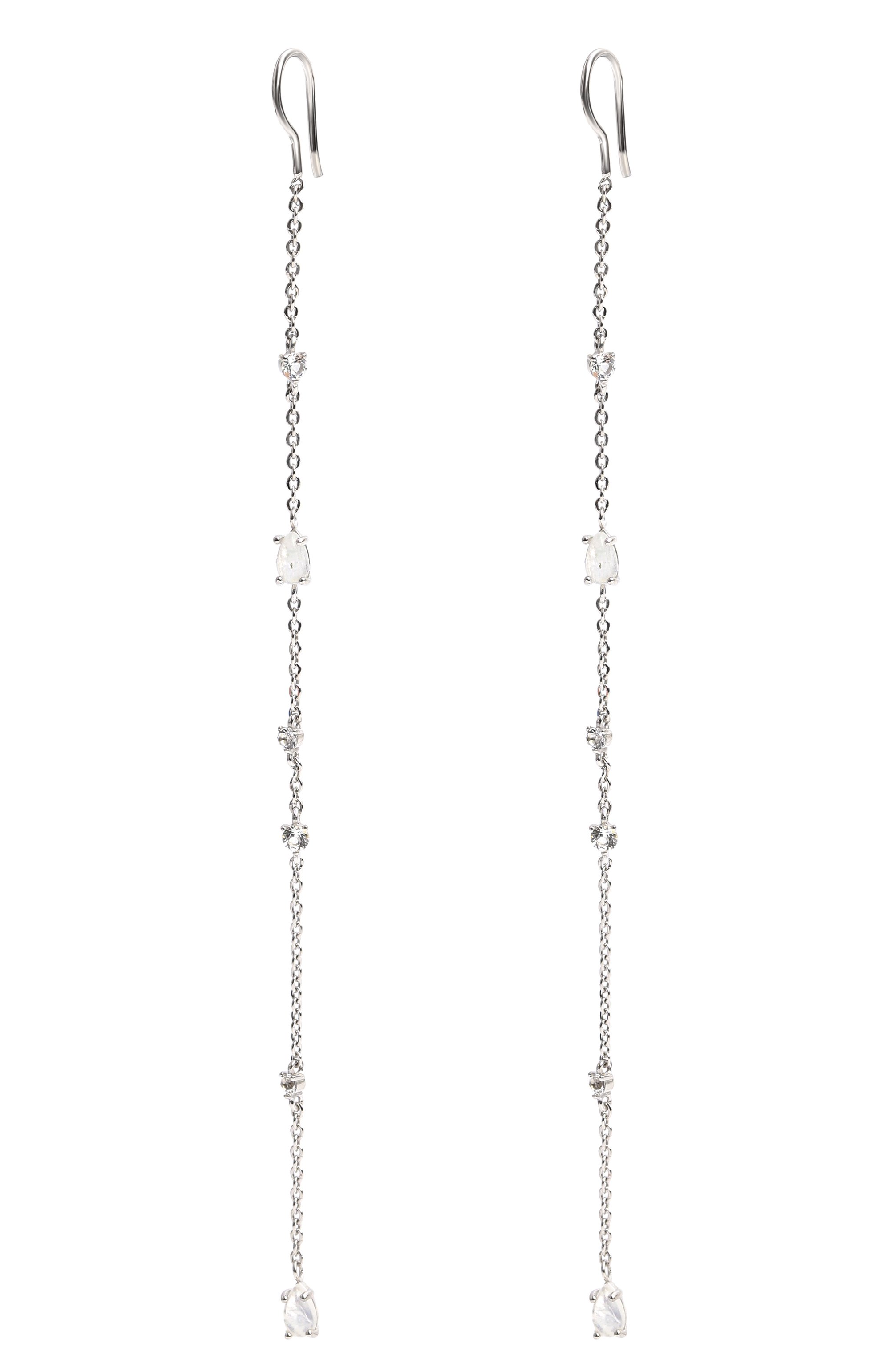 Серьги-цепочки с лунными камнями и топазами MOONKA, арт. wt-her-mns, фото 3