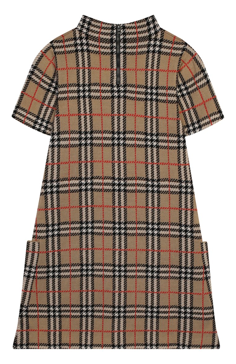 Детское шерстяное платье BURBERRY коричневого цвета, арт. 8017880 | Фото 2 (Материал внешний: Шерсть; Рукава: Короткие; Случай: Повседневный; Материал сплава: Проставлено; Девочки Кросс-КТ: Платье-одежда; Драгоценные камни: Проставлено; Ст�атус проверки: Проверена категория; Ростовка одежда: 10 - 11 лет | 140 - 146см, 12 лет | 152 см, 16 лет | 164 см, 3 года | 98 см, 4 года | 104 см, 6 лет | 116 см, 8 лет | 128 см)