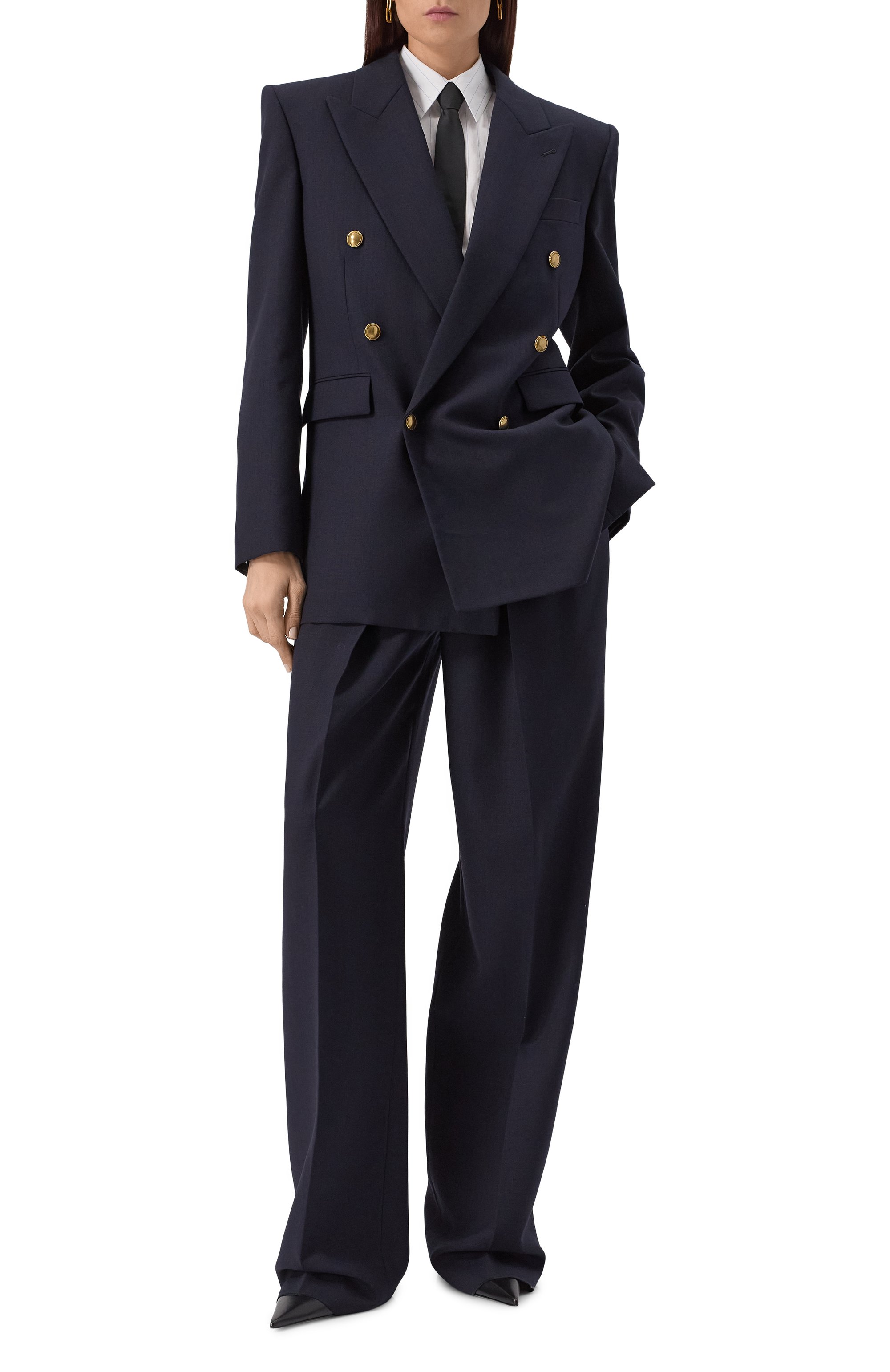 Шерстяной жакет SAINT LAURENT темно-синего цвета по цене 399000 руб., арт. 823616/Y5K32, фото 2 Шерстяной жакет SAINT LAURENT, арт. 823616/Y5K32, фото 2