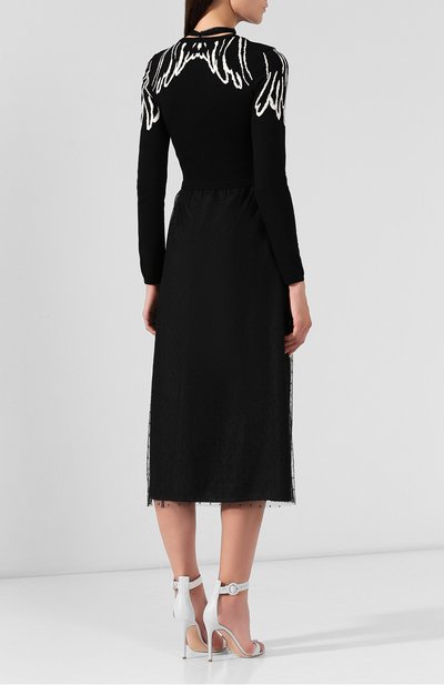 Платье-миди REDVALENTINO черно-белого цвета по цене 89700 руб., арт. SR3KDA78/4G9, фото 4 Платье-миди REDVALENTINO, арт. SR3KDA78/4G9, фото 4