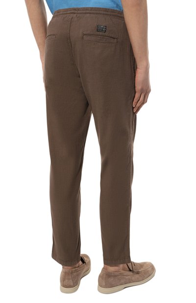 Брюки из хлопка и льна LA MARTINA коричневого цвета по цене 23550 руб., арт. VMT015/TW445, фото 4 Брюки из хлопка и льна LA MARTINA, арт. VMT015/TW445, фото 4