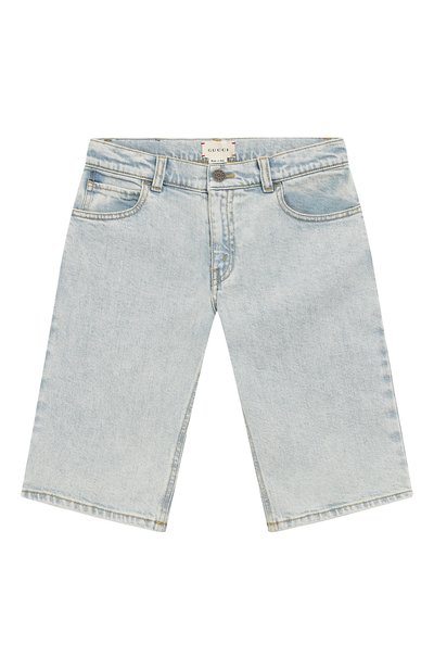 Джинсовые шорты GUCCI голубого цвета по цене 35150 руб., арт. 540491/XDAC8, фото 1 Джинсовые шорты GUCCI, арт. 540491/XDAC8, фото 1