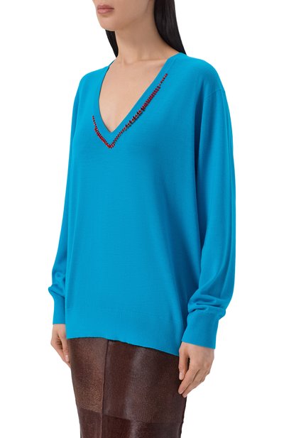 Шерстяной пуловер DRIES VAN NOTEN голубого цвета по цене 99500 руб., арт. 011204/3700, фото 3 Шерстяной пуловер DRIES VAN NOTEN, арт. 011204/3700, фото 3