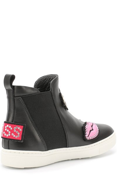 Высокие кожаные кеды с нашивками и эластичными вставками MISSOURI, арт. 16613/31-34, фото 3