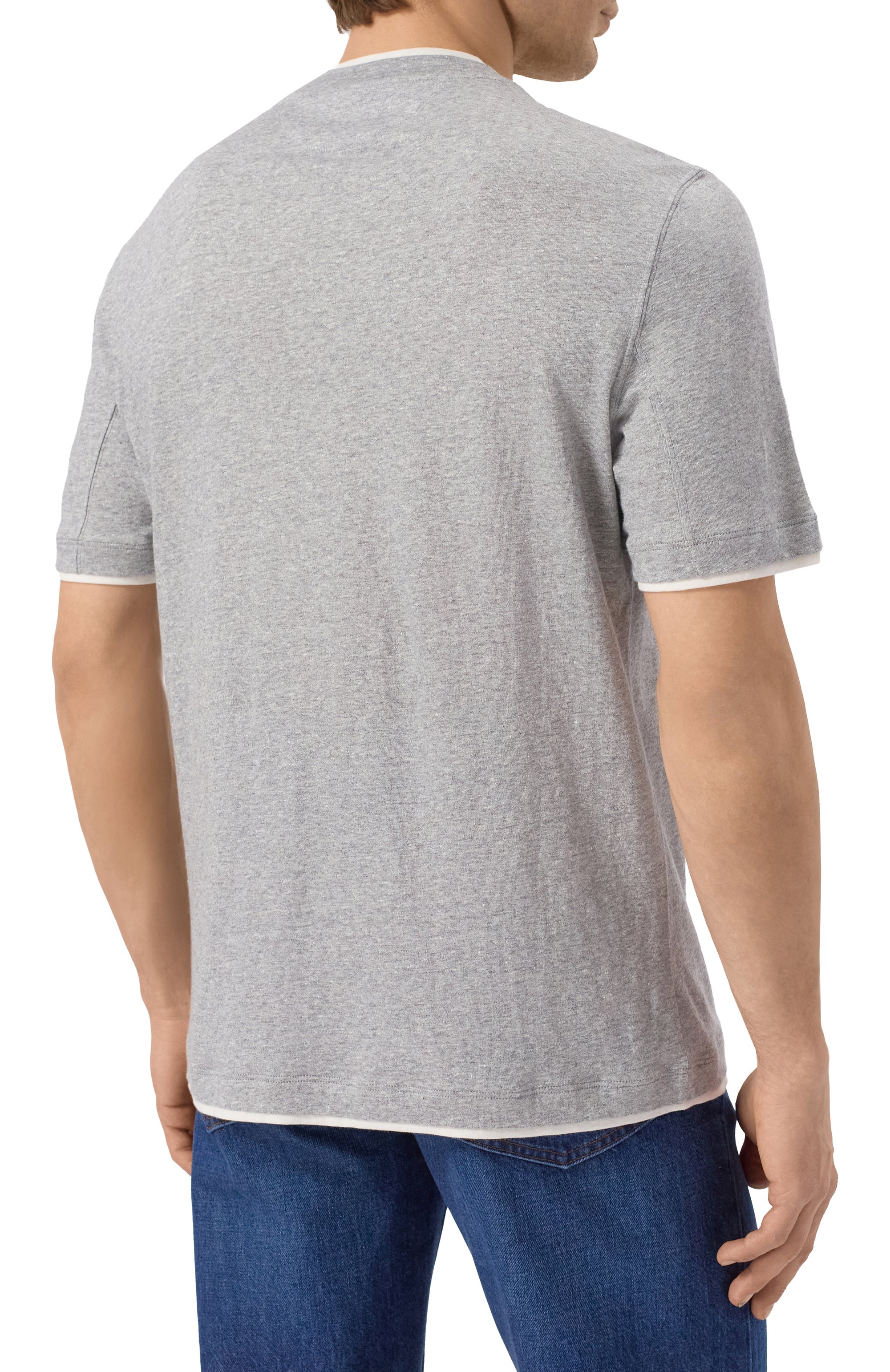 Футболка изо льна и хлопка BRUNELLO CUCINELLI, арт. MW8357427, фото 4