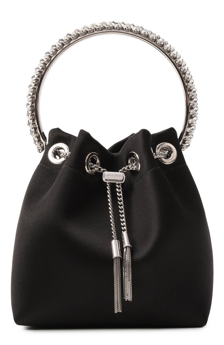 Женская сумка bon bon JIMMY CHOO черного цвета, арт. B0N B0N/VKM | Фото 1 (Размер: mini; Ремень/цепочка: На ремешке; Материал: Текстиль; Женское Кросс-КТ: Вечерняя сумка)
