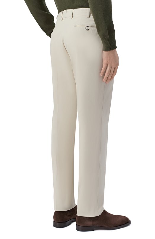 Хлопковые брюки Brioni RPCW0L/PD023 Кремовый  RPCW0L/PD023 Фото 4