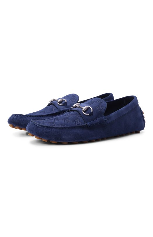 Замшевые мокасины Gucci 795279/AADWB Синий 795279/AADWB
