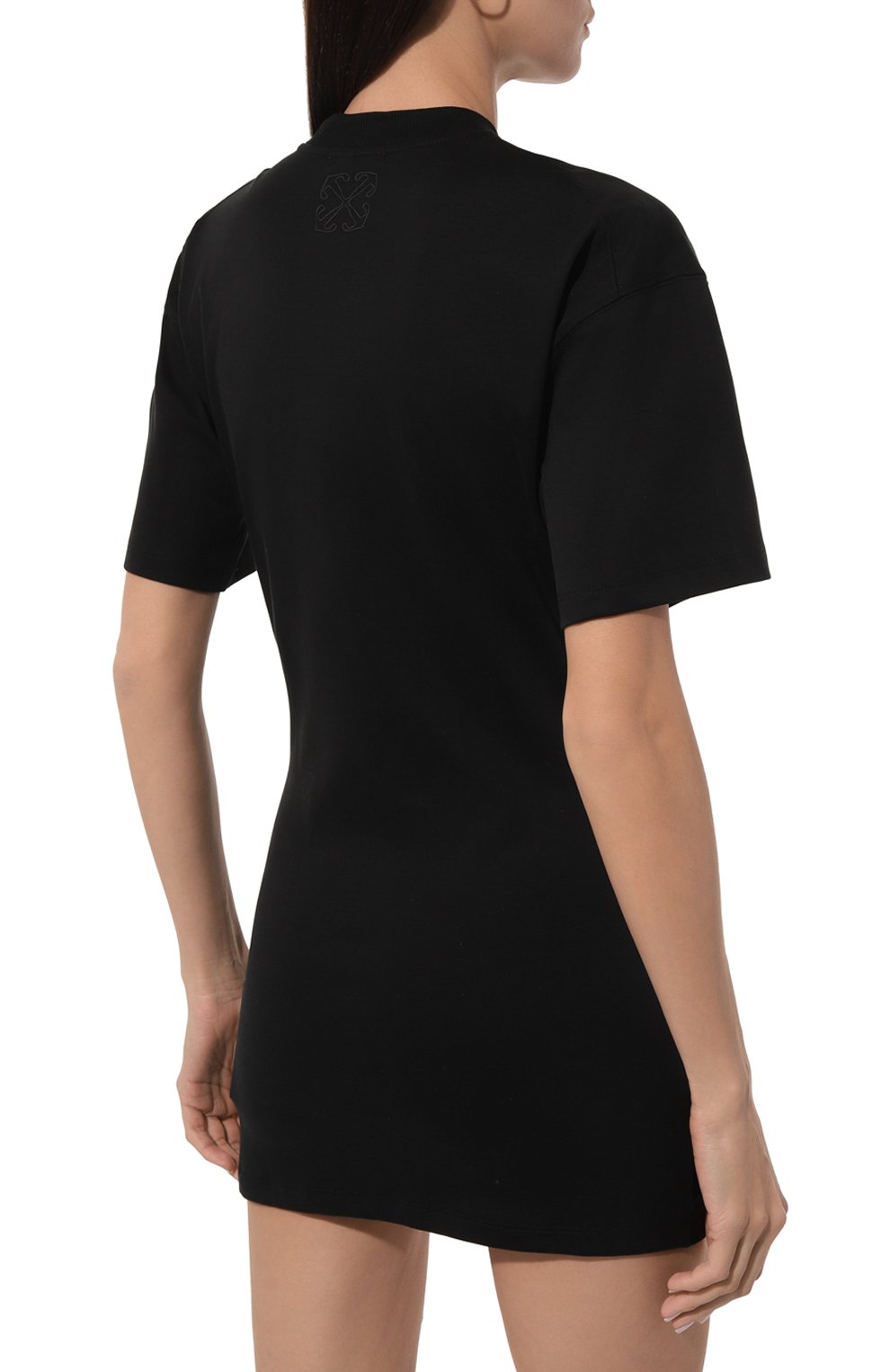 Хлопковое платье OFF-WHITE черного цвета по цене 63500 руб., арт. 0WDB514S24JER001, фото 4 Хлопковое платье OFF-WHITE, арт. 0WDB514S24JER001, фото 4