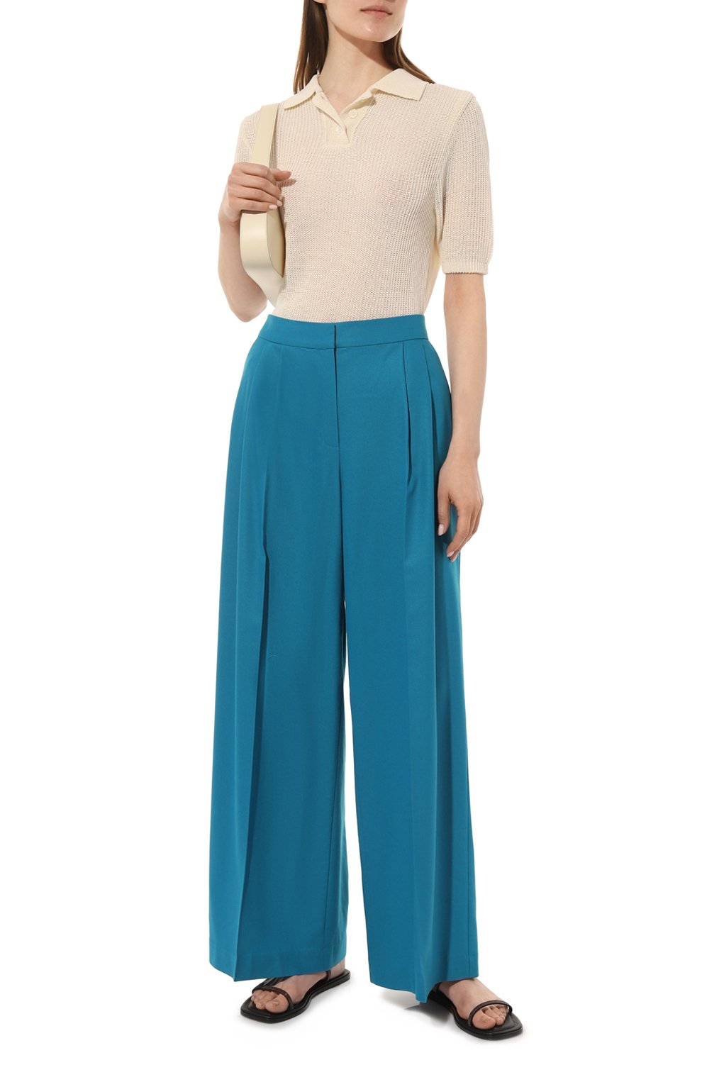 Шерстяные брюки AKHMADULLINA бирюзового цвета по цене 39900 руб., арт. 1123.3B012/W406, фото 2 Шерстяные брюки AKHMADULLINA, арт. 1123.3B012/W406, фото 2