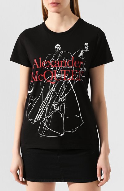 Хлопковая футболка ALEXANDER MCQUEEN черного цвета по цене 29050 руб., арт. 620601/QZABD, фото 3 Хлопковая футболка ALEXANDER MCQUEEN, арт. 620601/QZABD, фото 3