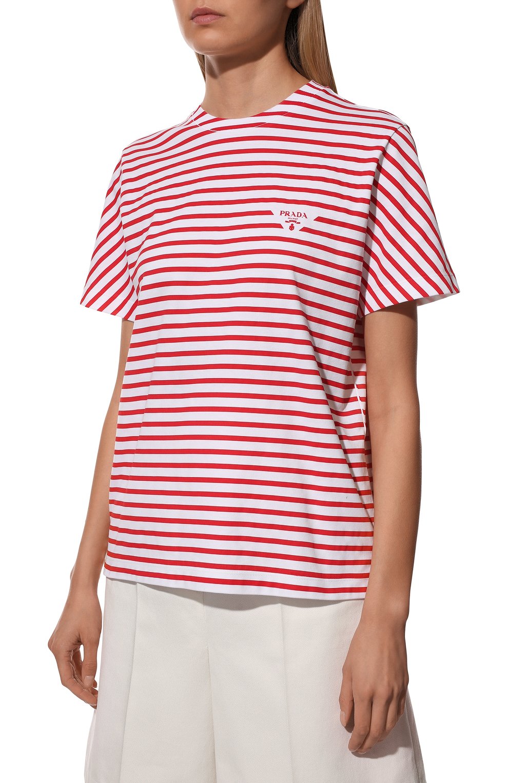 Хлопковая футболка PRADA, арт. 3590A-103D-F0970-221, фото 3