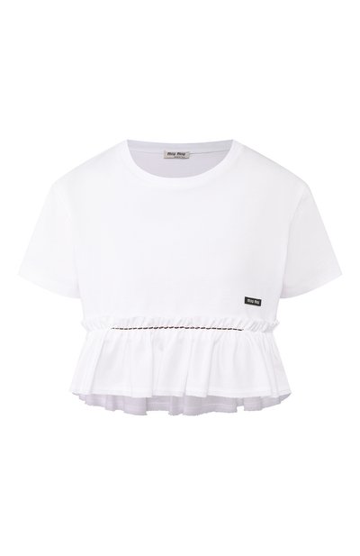 Хлопковая футболка MIU MIU, арт. MJN218-1CPS-F0009, фото 1