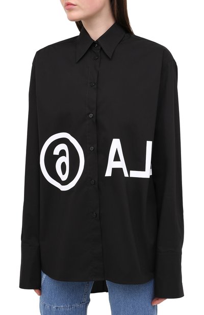 Хлопковая рубашка MM6 черного цвета по цене 41150 руб., арт. S52DL0097/S47294, фото 3 Хлопковая рубашка MM6, арт. S52DL0097/S47294, фото 3