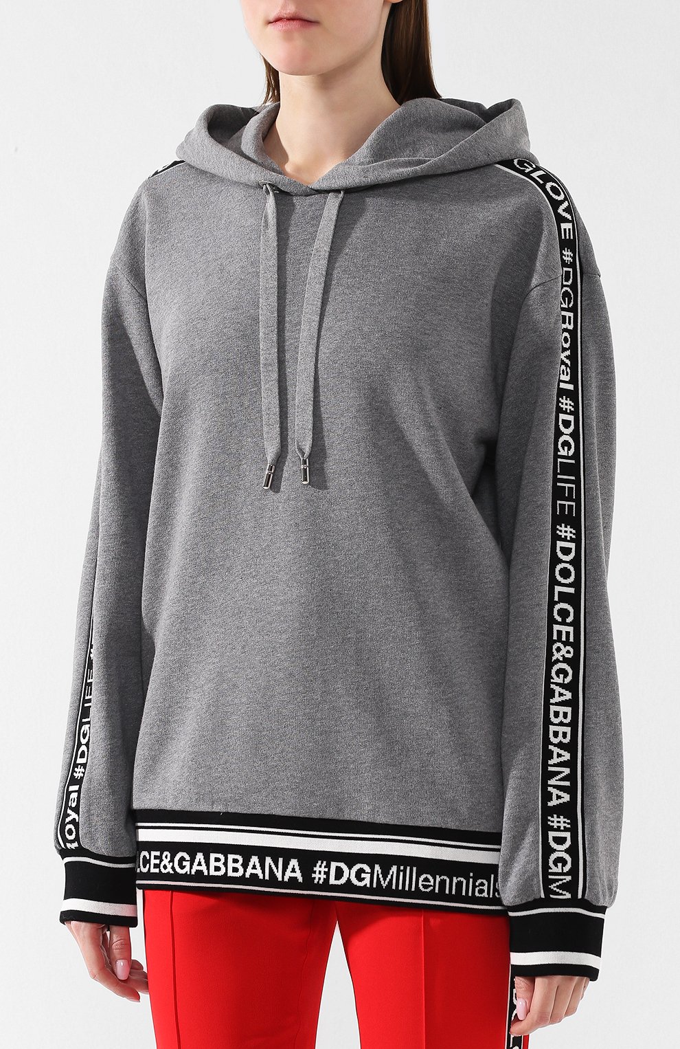 Хлопковый пуловер с капюшоном DOLCE & GABBANA серого цвета по цене 62400 руб., арт. F9D14T/FU7DU, фото 3 Хлопковый пуловер с капюшоном DOLCE & GABBANA, арт. F9D14T/FU7DU, фото 3