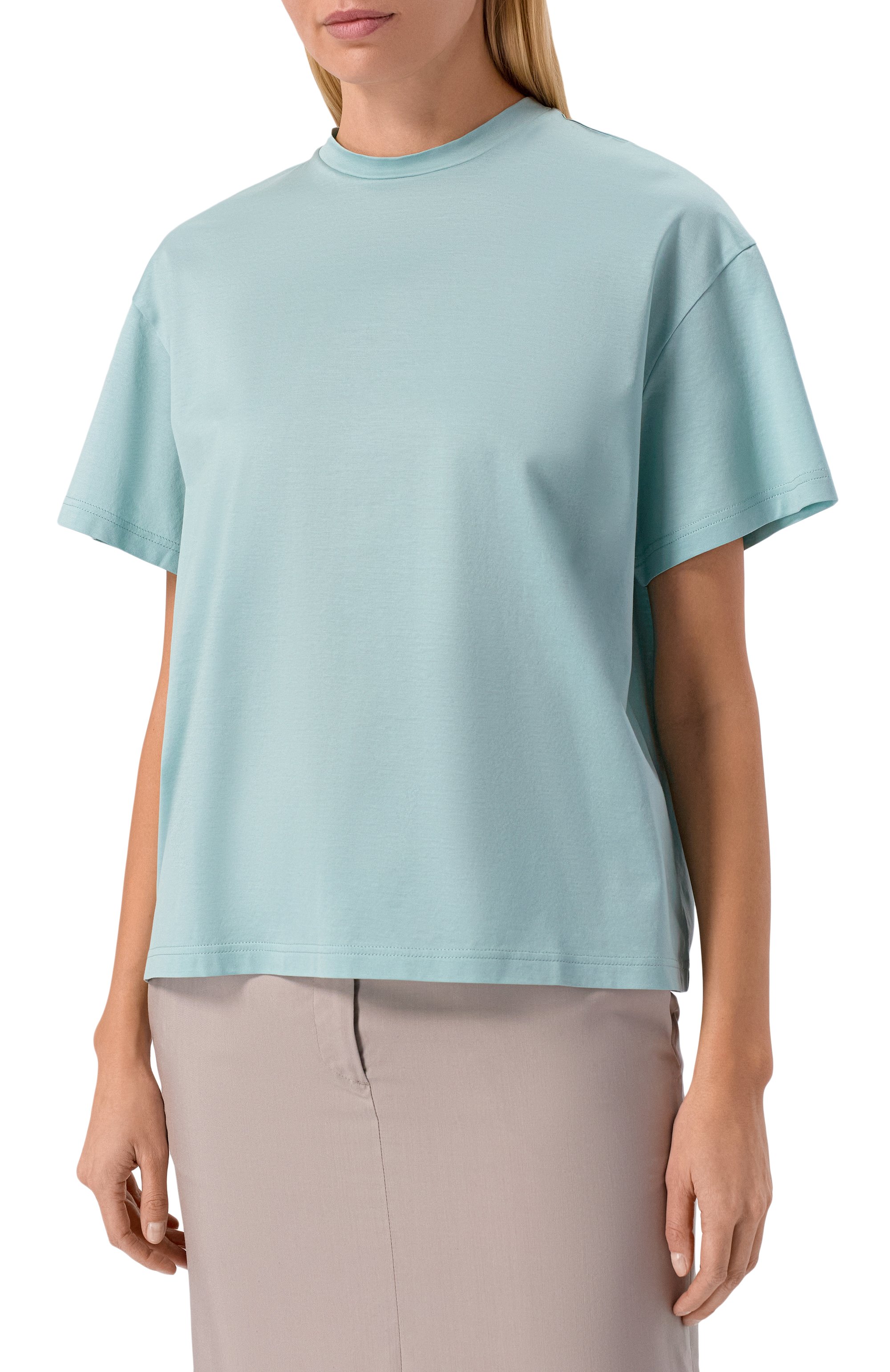 Хлопковая футболка MVST бирюзового цвета по цене 45500 руб., арт. M25.2MW.H401/GIZA87 48455 E/26, фото 3 Хлопковая футболка MVST, арт. M25.2MW.H401/GIZA87 48455 E/26, фото 3