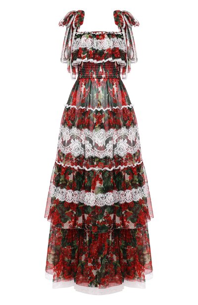 Женское платье из смеси шелка и хлопка DOLCE & GABBANA, арт. F68N9T/HS1ZV