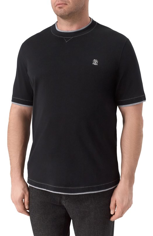 Хлопковая футболка Brunello Cucinelli M0B137451W Чёрный  M0B137451W Фото 3