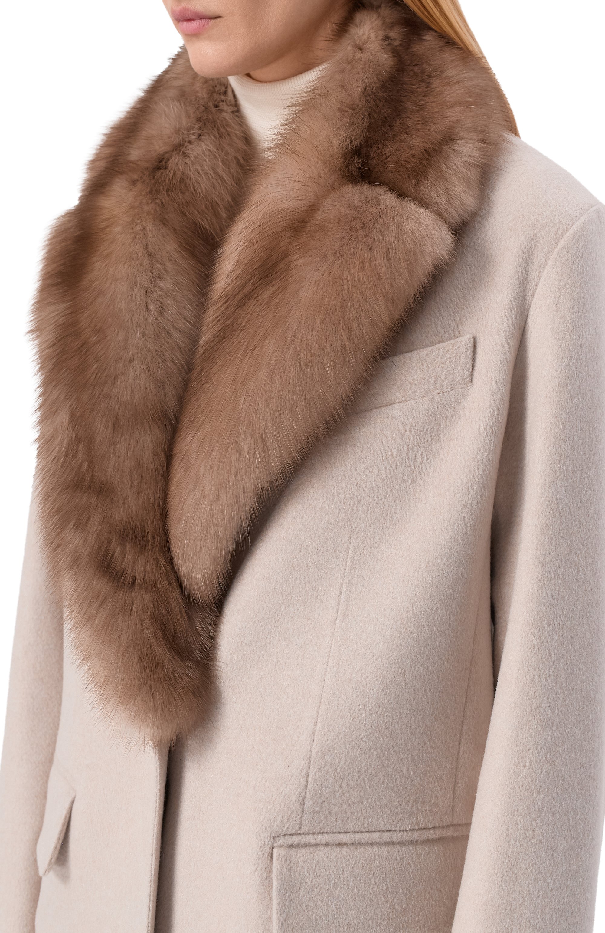 Кашемировое полупальто с отделкой из соболя MVST, арт. M25.1MW.C004/LC1588, фото 5