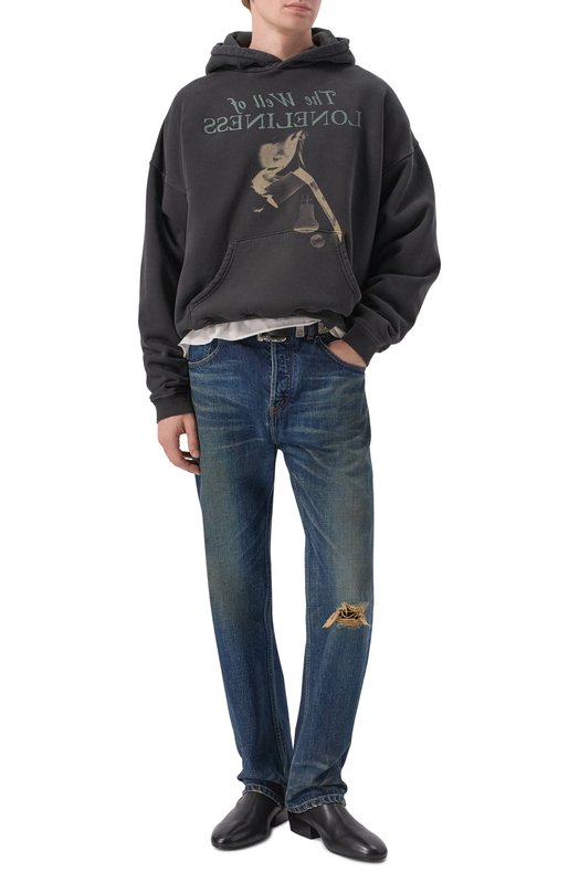 Хлопковое худи Enfants Riches Deprimes 020-484/C0TT0N Чёрный  020-484/C0TT0N Фото 2