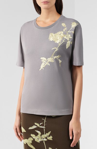 Хлопковая футболка DRIES VAN NOTEN серого цвета по цене 11650 руб., арт. 192-31138-8615, фото 3 Хлопковая футболка DRIES VAN NOTEN, арт. 192-31138-8615, фото 3