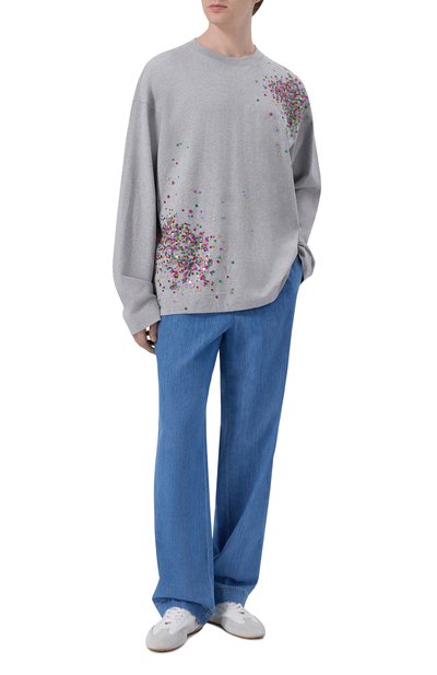 Хлопковый лонгслив DRIES VAN NOTEN серого цвета по цене 94200 руб., арт. 021113/3603, фото 2 Хлопковый лонгслив DRIES VAN NOTEN, арт. 021113/3603, фото 2