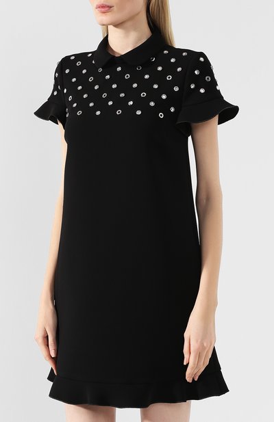 Мини-платье REDVALENTINO черного цвета по цене 89700 руб., арт. RR3VAA00/LCC, фото 3 Мини-платье REDVALENTINO, арт. RR3VAA00/LCC, фото 3