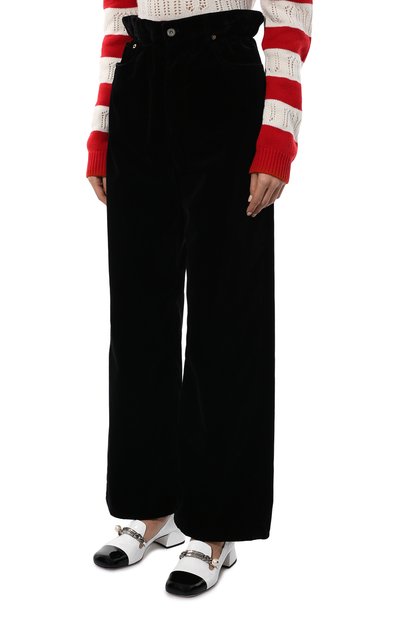Хлопковые брюки MIU MIU черного цвета по цене 82000 руб., арт. MP1527-1Z36-F0002, фото 3 Хлопковые брюки MIU MIU, арт. MP1527-1Z36-F0002, фото 3